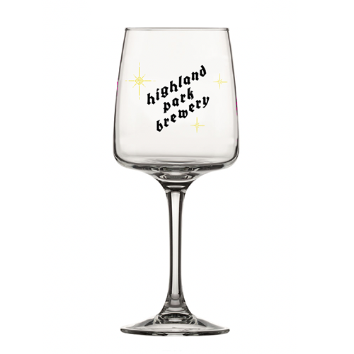 highland park brewery stemmed glassware with stars