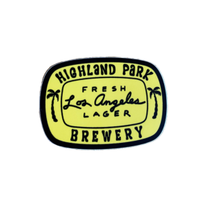Fresh LA Lager sticker, An original design by Scrap labs of black text on a mustard color background.