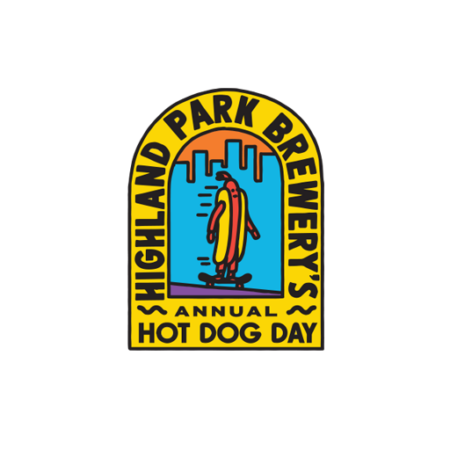 Hot Dog Day Pin 2023 mockup with white background