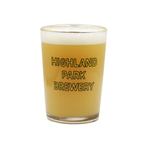 Highland Park Brewery text logo on High 10 anniversary tumbler on white background