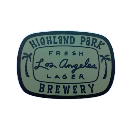 Fresh Los Angeles Lager Sticker in olive color.