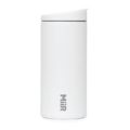 Back view of the white drink tumbler displaying "Miir" logo in grey text.