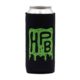 Black Koozie with HPB logo in dripping green square outline.