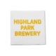 Highland Park Brewery vinyl sticker featuring bold yellow text on a white background.