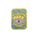 Highland Park Brewery Weird Day holographic sticker featuring a trippy single eye design surrounded by colorful swirling patterns and the brewery name in bold yellow lettering.