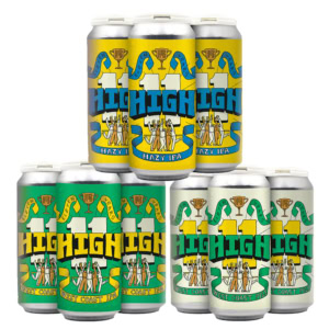 4 packs of High 11 West Coast IPA, Hazy IPA, and West Coast Pilsner.