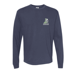 Dark Blue Comfort Colors Long Sleeve shirt with Timbones artwork