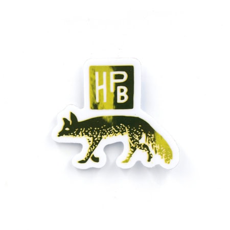 A stylized illustration of a golden coyote on a white background.