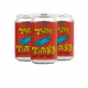 Three cans of "Tiny Timbo West Coast Pilsner" beer with red labels featuring a blue illustrated hand and bold yellow and black text, arranged in a cluster against a white background.