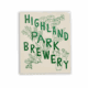 A sticker featuring green "Highland Park Brewery" text over line drawings of native plants and cacti on an off white background. Sold as an HPB Native Plants Sticker (2 pack).