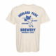 Sad Cat Grand Slam Tee: Off-white shirt featuring blue "HIGH LAND PARK BREWERY BASEBALL CLUB GRAND SLAM!" text and artwork of a cat-headed baseball player holding a bat.