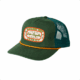 The Fresh Los Angeles Lager Patch Trucker Hat is a green mesh trucker hat with an orange-and-white patch that says “Highland Park Brewery, Fresh Los Angeles Lager” and features palm trees on each side.