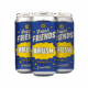 A 4-pack of Fresh Friends: Krush beer is displayed side by side, featuring blue and yellow labels with the slogan "Newest in Hop Innovation," set against a plain white background.