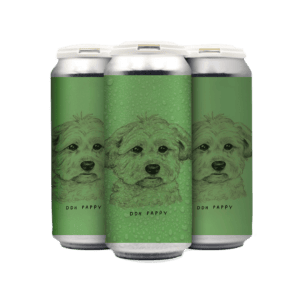 Three cans with green labels featuring a black line drawing of a fluffy puppy's face and the text "DDH Pappy." This can release is part of upcoming beer releases and events from Los Angeles beer makers. The cans are arranged in a row against a white background. Three cans with green labels featuring a black line drawing of a fluffy puppy's face and the text "DDH Pappy." This can release is part of upcoming beer releases and events from Los Angeles beer makers. The cans are arranged in a row against a white background.