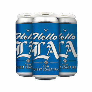 Three blue cans from the Goodnight LA (4 pack) are arranged in a triangle, each featuring bold white text and graphic designs. Three blue cans from the Goodnight LA (4 pack) are arranged in a triangle, each featuring bold white text and graphic designs.