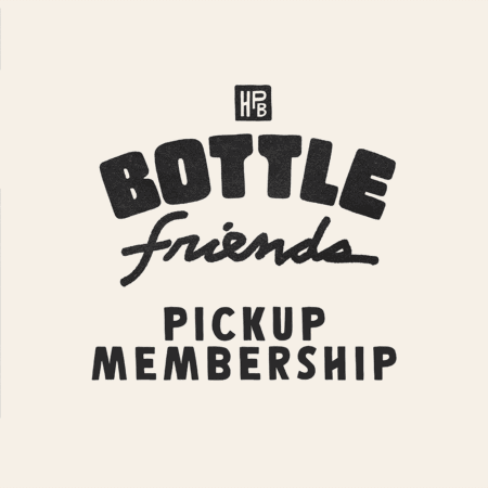 A graphic featuring the HPB logo above "Bottle Friends (Pickup) Membership" in bold, black, hand-drawn fonts on a light beige background.