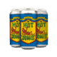Three cans of West Coast IPA beer with bright blue and yellow labels featuring a cartoon hot dog with sunglasses and the text "Hot Doggin'" in bold, playful font—perfect for fans of Los Angeles beer and upcoming beer releases and events.
