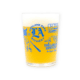 A hazy yellow beer with a foamy head served in the HPB Baseball Maxi Tumbler, which features blue graphics and text reading "Highland Park Brewery" and "Los Angeles, California" on its side.