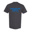 The Beers Tee is a dark gray T-shirt with blue text on the back that says "HIGHLAND PARK BREWERY" and "LOS ANGELES, CALIFORNIA" underneath.