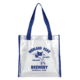 The HPB Baseball Clear Stadium Tote Bag features blue handles, trim, and a cartoon cat swinging a bat. "Highland Park Brewery Grand Slam! Baseball Club" is printed on the bag.