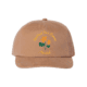 A tan baseball cap featuring yellow and green floral artwork with the words "Highland Park Brewery" and "Monkish" embroidered on the front in yellow and green text.