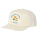 A cream-colored baseball cap featuring the text "Highland Park Brewery" and "Monkish" above and below an illustration of three orange flowers with green leaves.