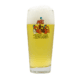 The Mas Chingona Tumbler is a tall glass featuring colorful cartoon illustrations and the phrase "Más Chingona," perfect for serving light beer with a foamy head.