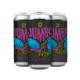 A 4-pack of DDH Jumbo Timbo beer features cans with vibrant labels showing blue hands playing guitar on a black background, bold pink and yellow text, and colorful graphic art.