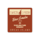 The Lone Pine x HPB Sticker (2 pack) features a square design with a brown background, cream text reading "Lone Pine Beer Garden featuring Highland Park Brewery, Orcas Island," and a pine tree graphic between "Lone" and "Pine.