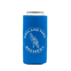 A can in a bright blue Timbones Hands Koozie with "Highland Park Brewery" and a skeleton hand design printed in white on the front.