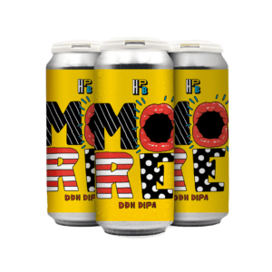 Three yellow cans labeled “HPB” feature bold letters spelling “MORE” with colorful patterns and open red lips inside the O. The text “DDH DIPA” appears below the letters on each can—a vibrant addition to any Los Angeles beer lineup, perfect for those searching for upcoming beer releases and events in the area. Three yellow cans labeled “HPB” feature bold letters spelling “MORE” with colorful patterns and open red lips inside the O. The text “DDH DIPA” appears below the letters on each can—a vibrant addition to any Los Angeles beer lineup, perfect for those searching for upcoming beer releases and events in the area.
