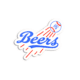 A white “Beers Baseball Sticker (2 pack)” features a baseball with red seams, “1/18” written on it, and red motion lines soaring above the word “Beers” in bold blue script.