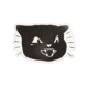 A black and white Hissing Cat Magnet illustration of a cat’s face with bared teeth.