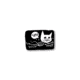 Black and white sticker of a cartoon skeleton cat with a speech bubble that says “HPB”.