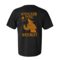Black Werewolf Tee featuring an orange graphic of a howling werewolf facing a moon, with “HIGHLAND PARK” above and “BREWERY” below the design.